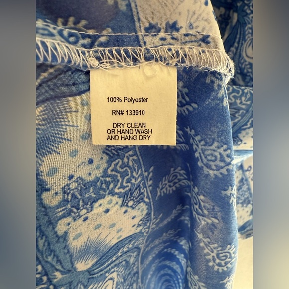 Show Me Your Mumu Shook Tunic Teacup Tulips SZ SM Paisley Blue White Shear Flowy - Picture 5 of 9
